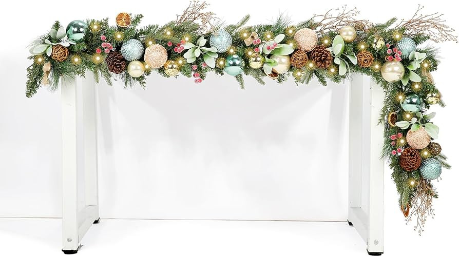 WBHome Pre-lit 6 Feet/72 Inch Christmas Garland, Light Green Lighted Garland with 50 LED Lights f... | Amazon (US)