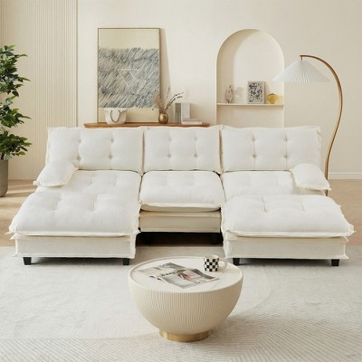 107-inch U-Shaped Modular Sectional Sofa with 2 Ottomans, 3-Seat Chenille Deep Seat and Comfy Lattice Cushion for Bedroom and Apartment | Target