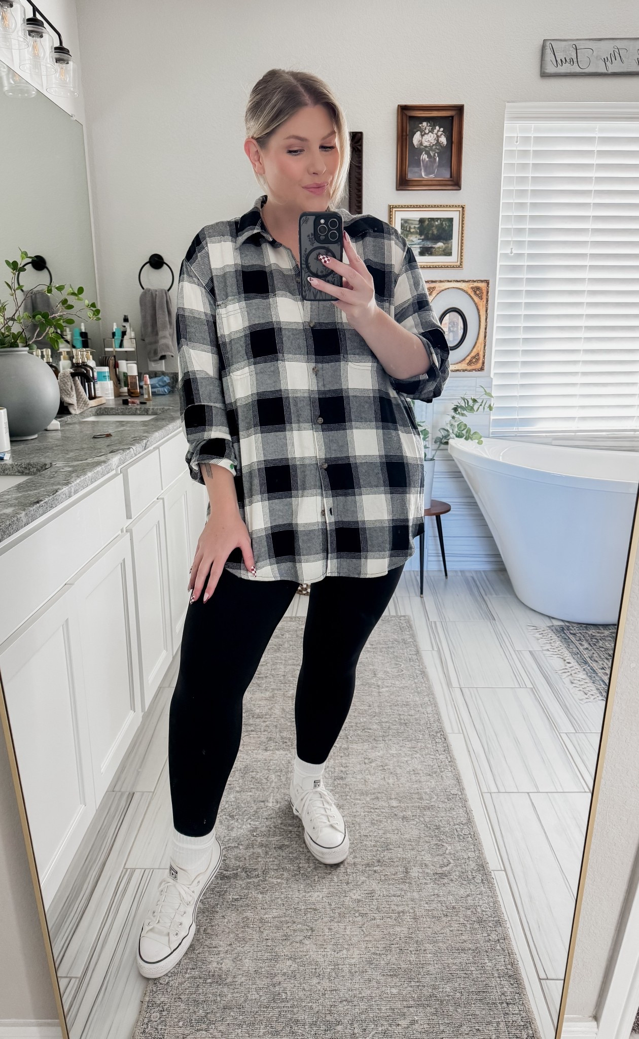 Comfy OOTD 🖤

XL in flannel 
L in leggings 

#LTKPlusSize #LTKMidsize #LTKTall