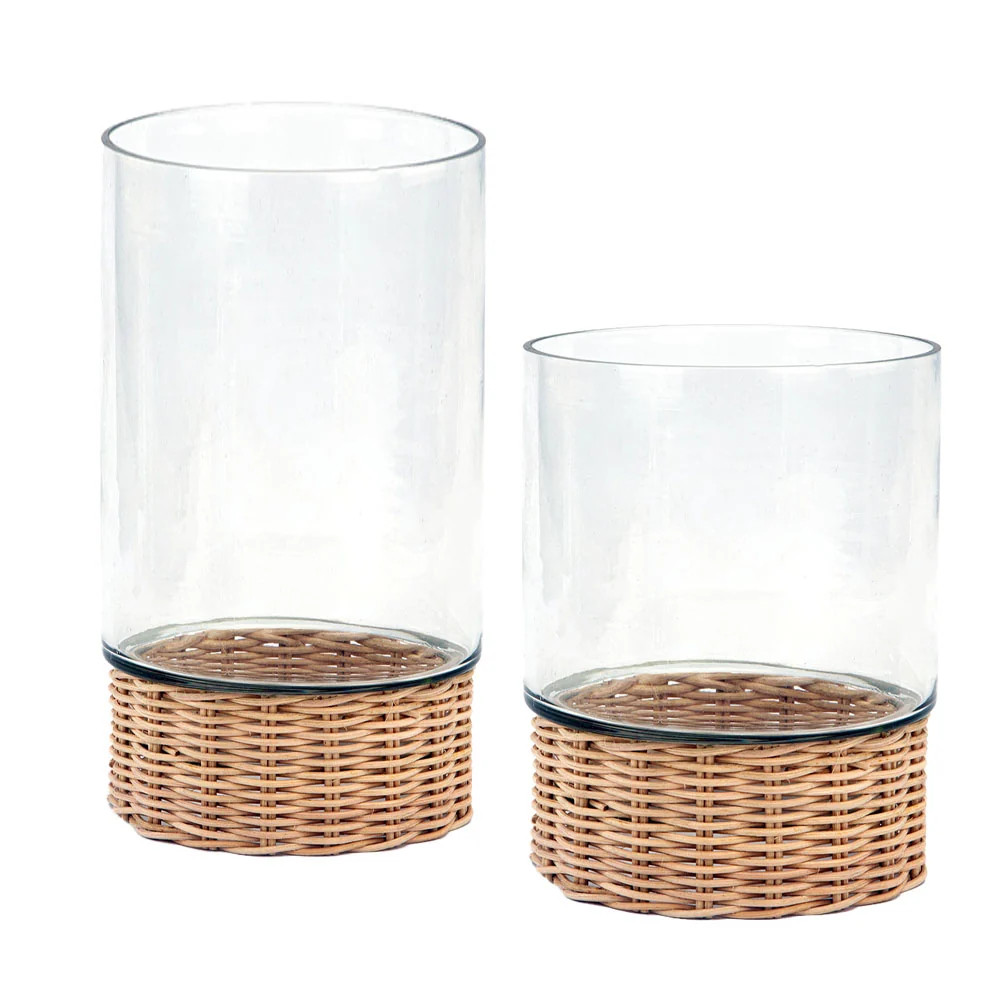 Clear Glass and Rattan Candleholder | CG Hunter