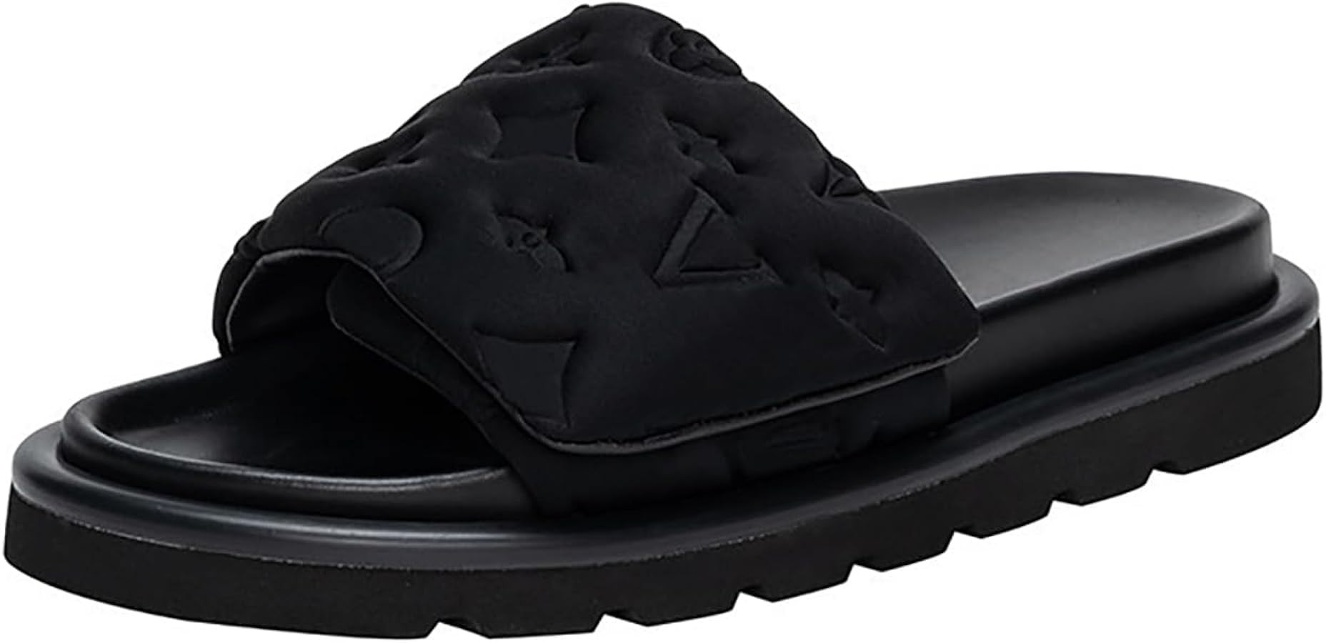 Womens Slide Sandals Summer Slip On Adjustable Pillow Strap Leather Open Toe Flat Sandals Slides | Amazon (US)