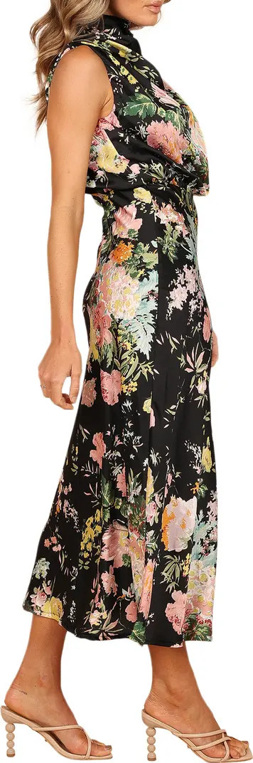 Anabelle Funnel Neck Satin Midi Dress | Nordstrom