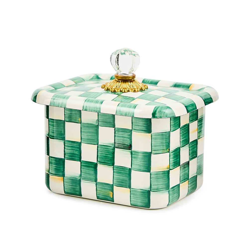 Emerald Check Recipe Box | MacKenzie-Childs