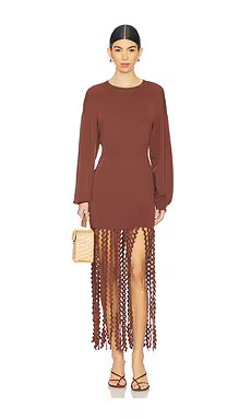 SIMONMILLER Wallis Knit Fringe Dress in Chocolate Brown from Revolve.com | Revolve Clothing (Global)