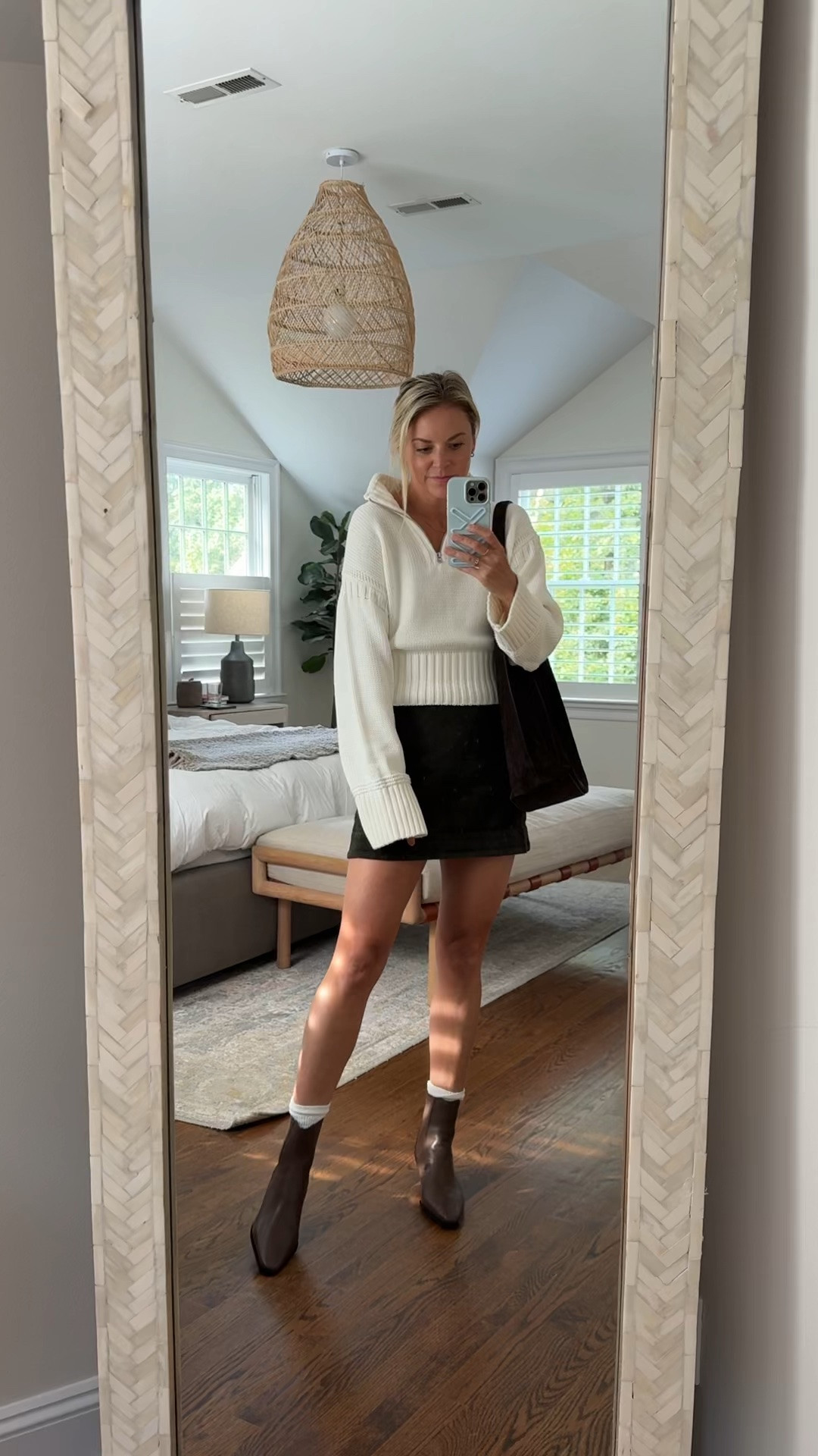 Fall outfit from Jcrew 
-small sweater, tts
-size 2 skirt, tts 
-brown booties tts