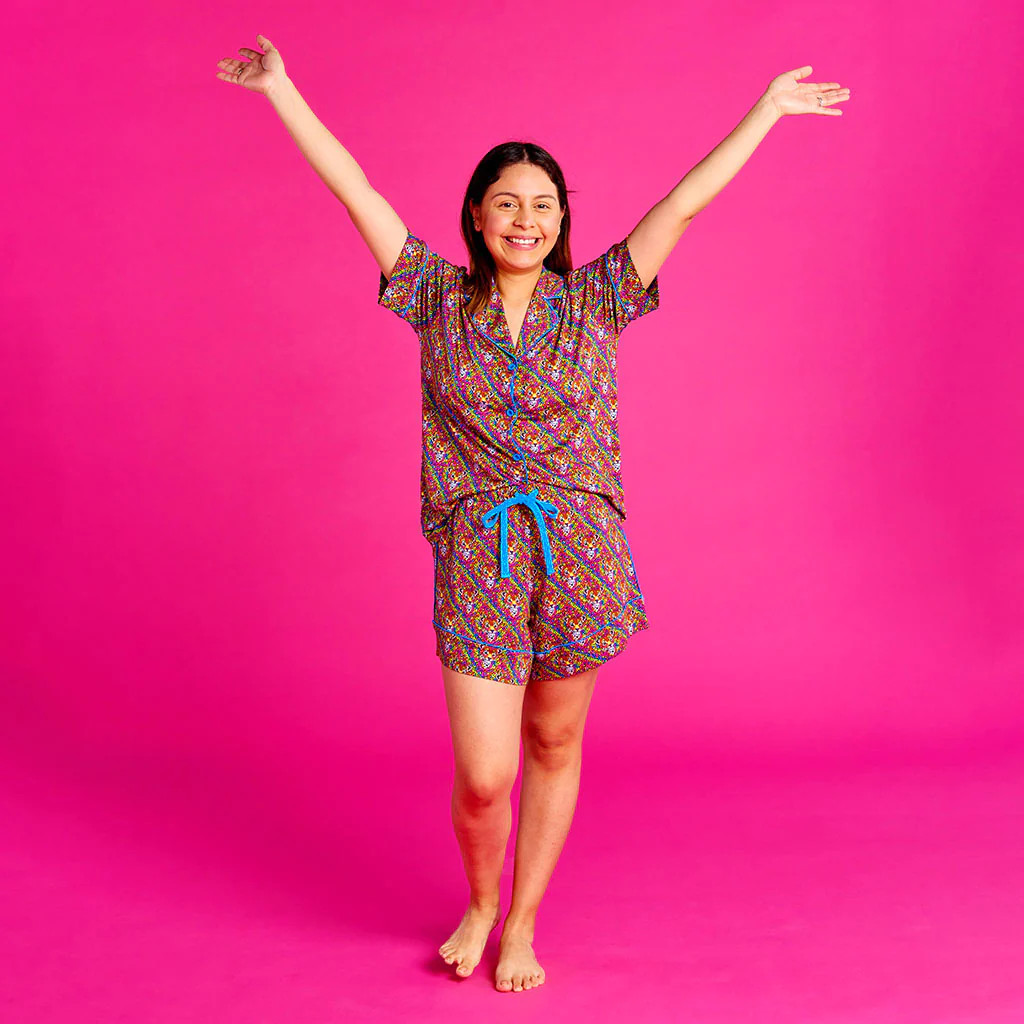 Tiger Multi Short Sleeve Womens Pajamas | Lisa Frank® Hunter™ | Posh Peanut