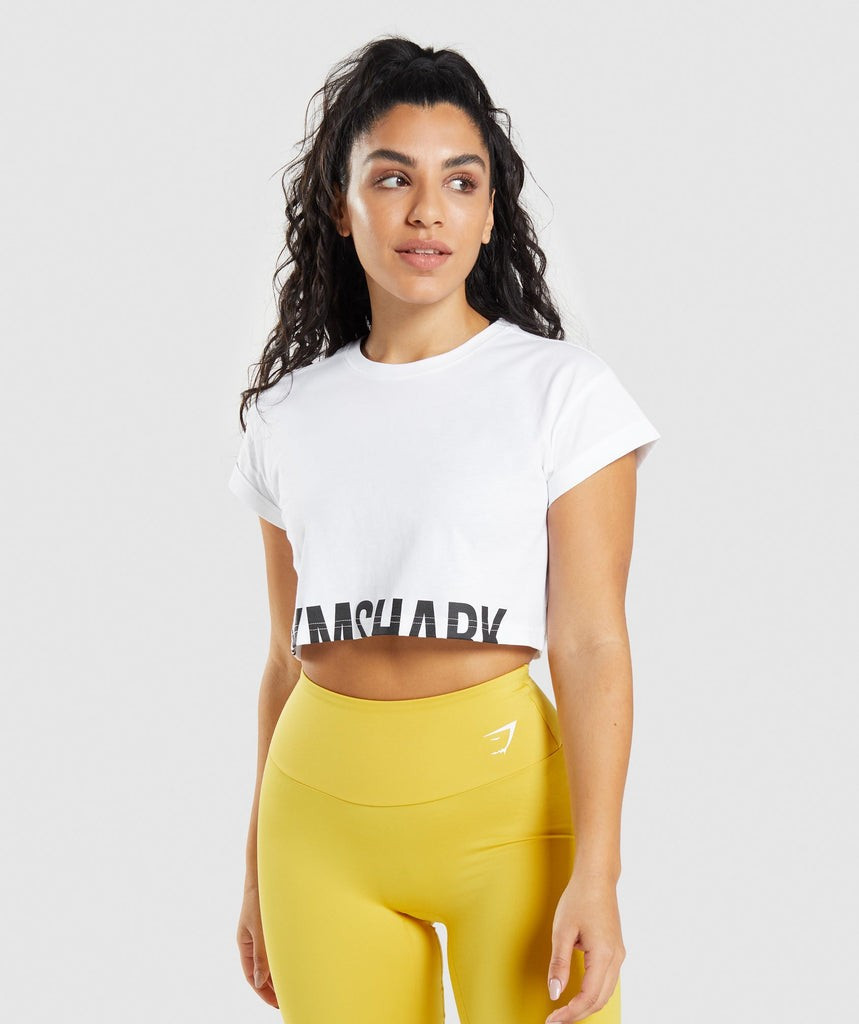 Gymshark Fraction Crop Top - White | Gymshark (Global)