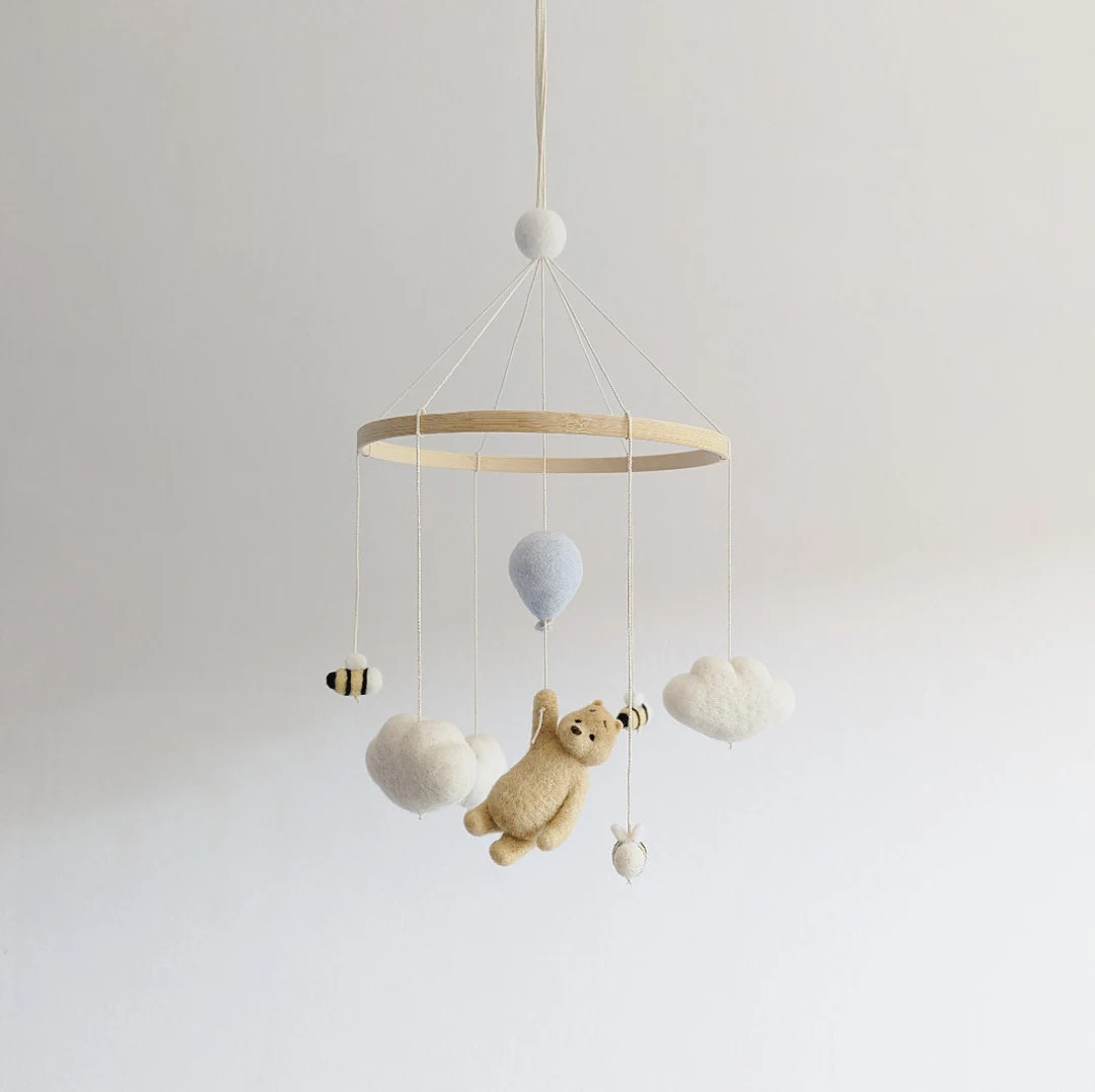 Needle Felted Winnie the Pooh Mobile - Etsy | Etsy (US)