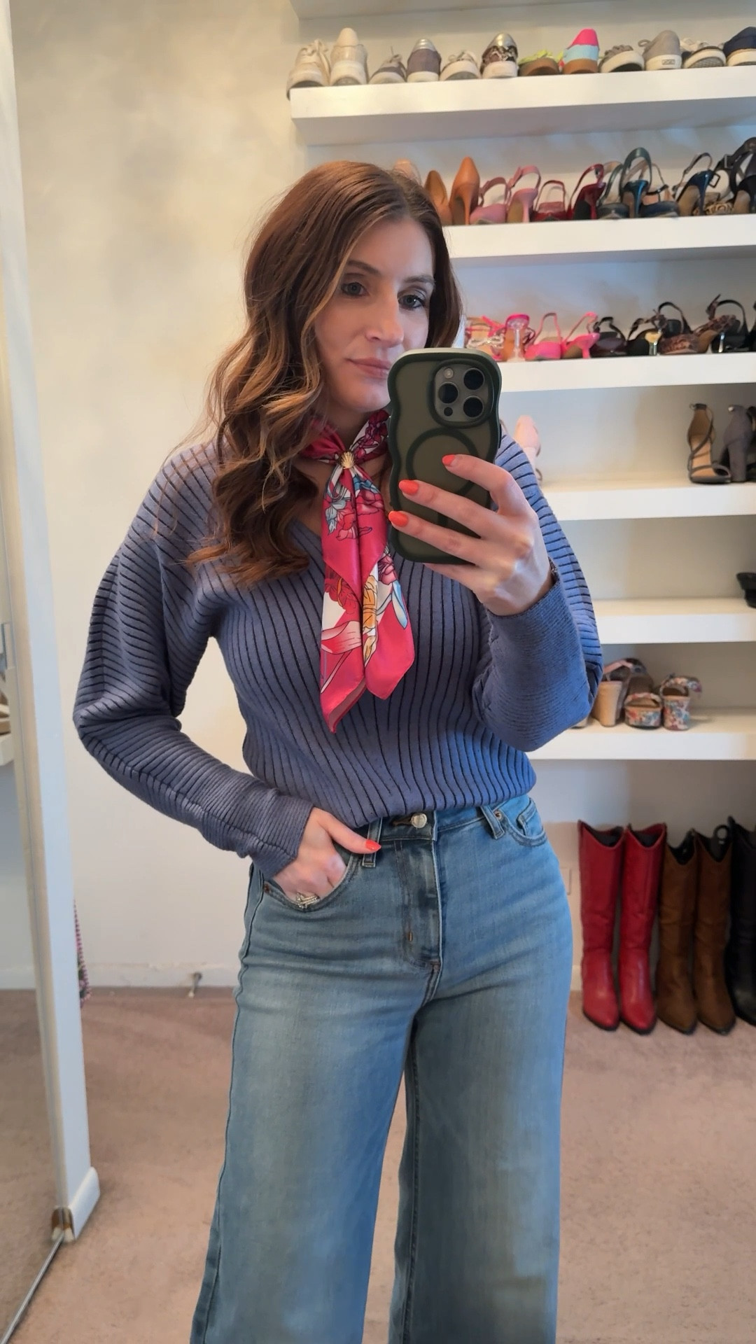 What I wore to work today
DKNY sweater (size x-small)
Target wide leg jeans (size 4)

workwear outfit, casual outfit, easy outfit, neck scarf, floral print scraf, wedge sandals, spring outfit

#LTKSaleAlert #LTKOver40 #LTKootd