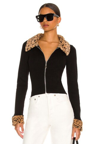 MORE TO COME Natalie Knit Zip Cardigan in Black from Revolve.com | Revolve Clothing (Global)