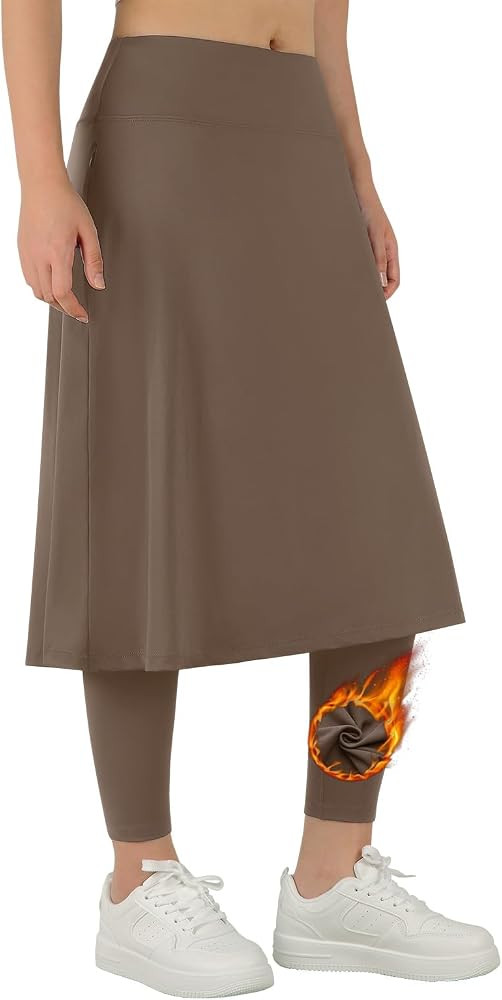 ANIVIVO Women's Knee Length Fleece Lined Leggings with Skirt, Winter Warm Skirted Leggings for Wo... | Amazon (US)