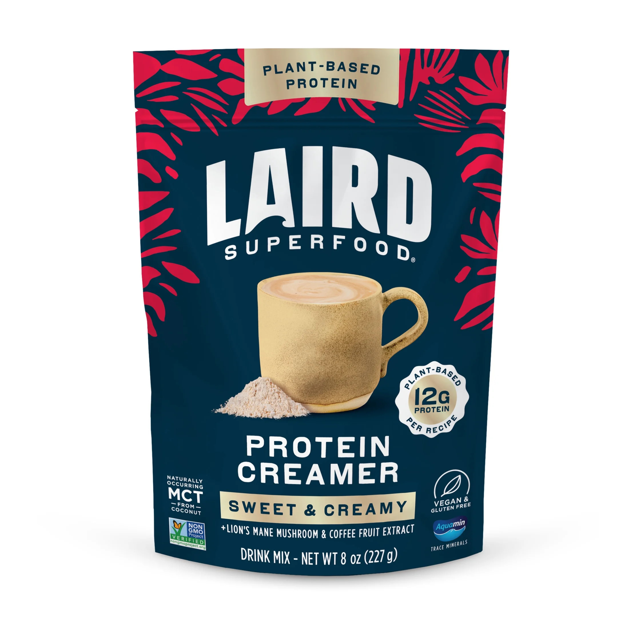 Laird Superfood Protein Creamer with Lion’s Mane Mushroom & Coffee Fruit Extract, Sweet & Creamy, Dairy-Free, Non-GMO, 8oz | Walmart (US)