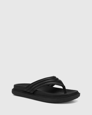 Avivah Black Leather Thong Sandal | Wittner