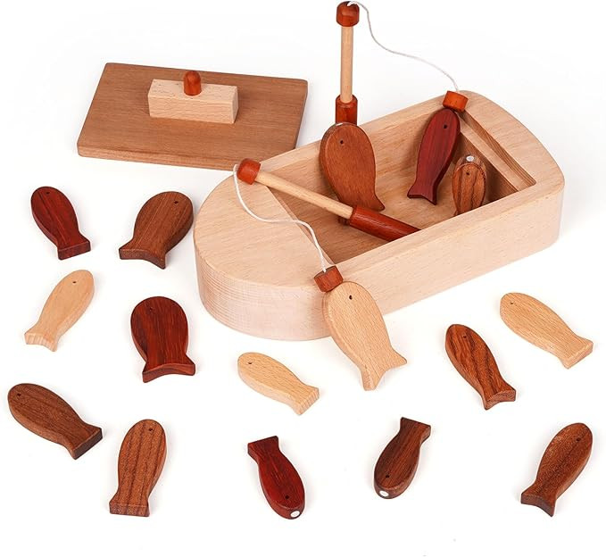 Magnetic Wooden Fishing Game for Toddlers Montessori Fishing Toy Counting Toy Shape Sorting and M... | Amazon (US)
