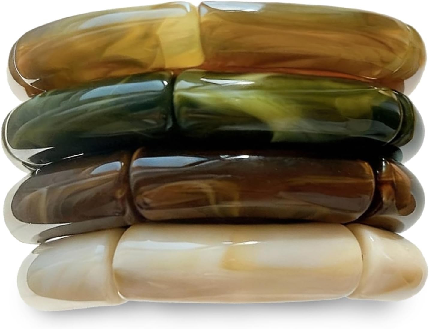 6pcs Chunky Acrylic Bangle Bracelets for Women, Resin Bamboo Brown Stretchy Bracelet Stack, Fashion Jewelry for Women | Amazon (US)