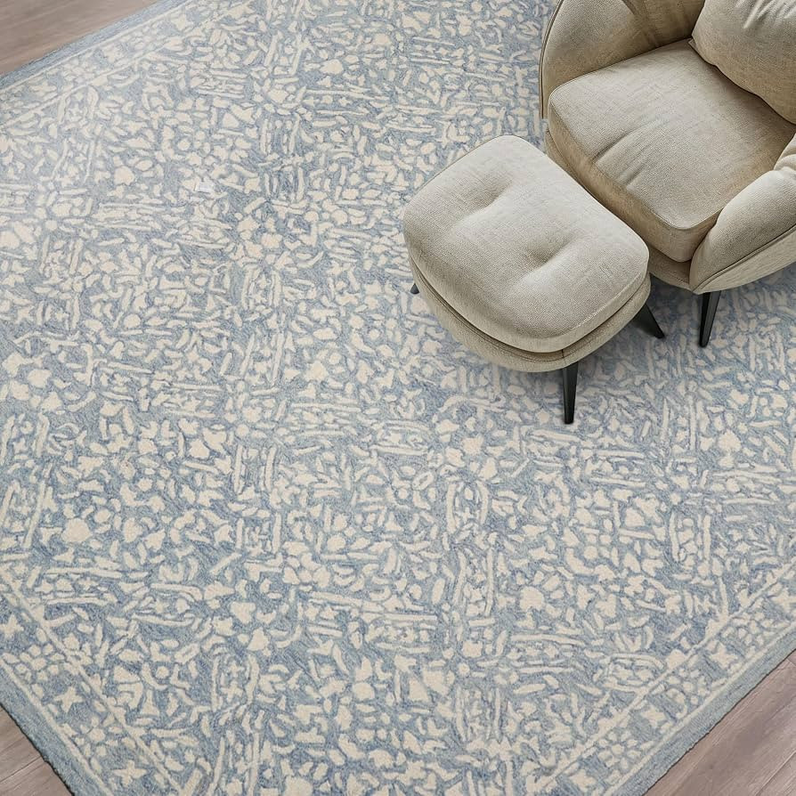 Amazon.com: LoomBloom Blue 8'x10' Hand Hooked Wool Transitional All-Over Design Oriental Area Rug for Living Room, Kitchen, Bedroom, Home Office, Dining Room : Home & Kitchen | Amazon (US)