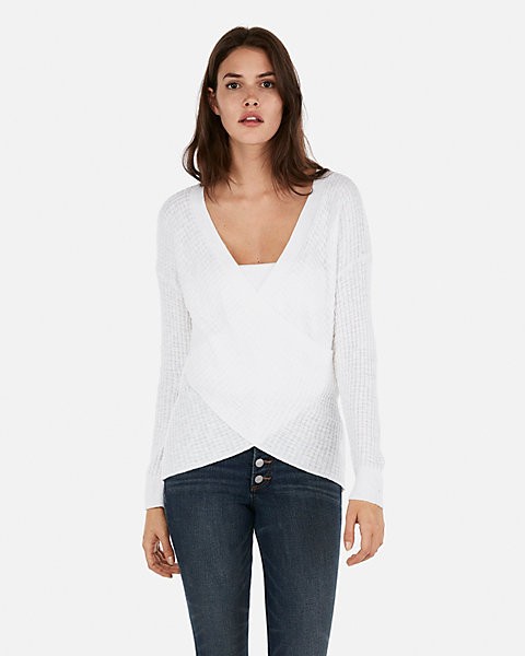 wrap front tunic sweater | Express
