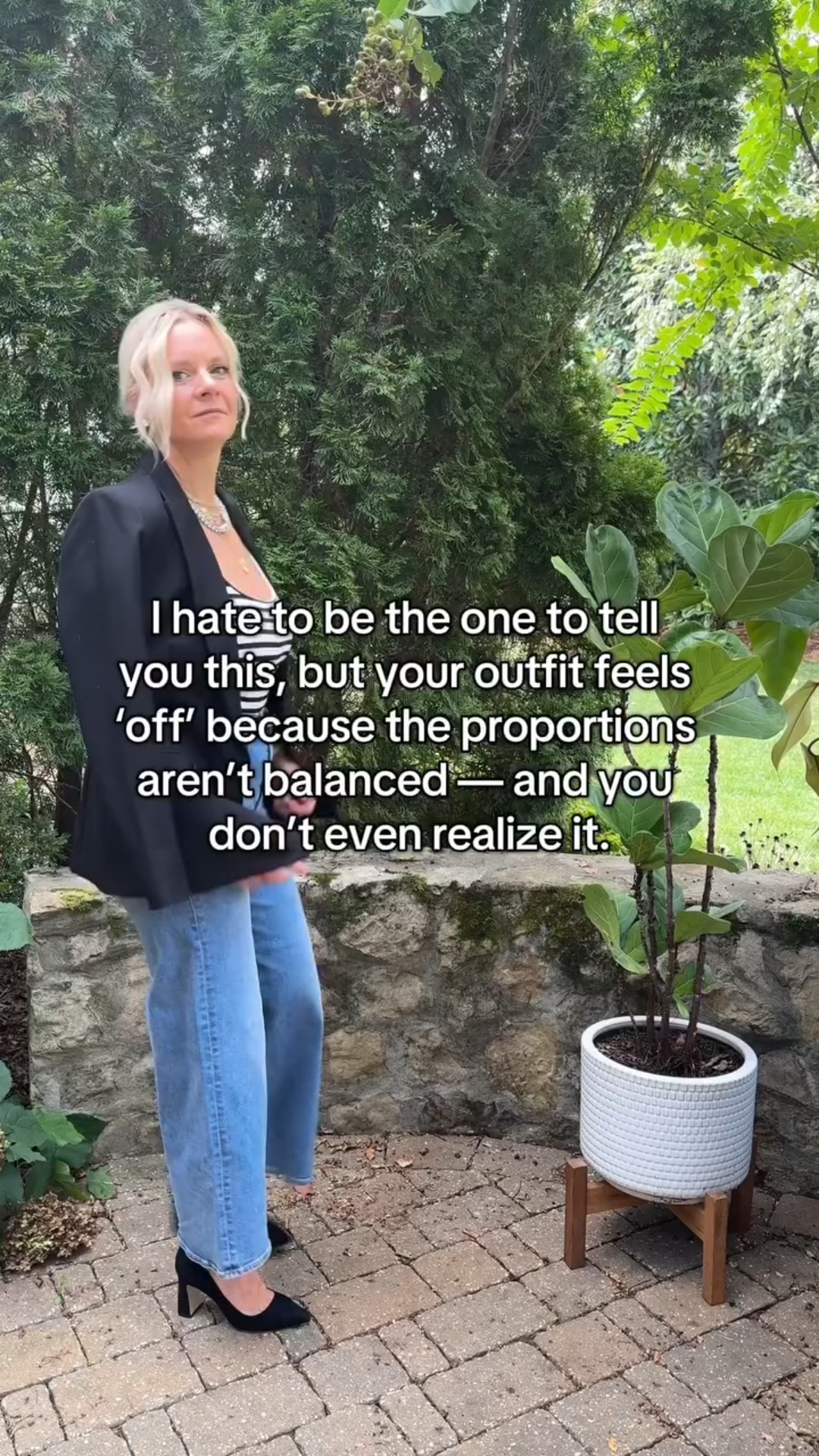 If your outfit ever feels a little “off” and you can’t figure out why… it’s probably not the colors, the pieces, or even your body. 

It’s the proportions. 

Most women don’t realize how much balance impacts an outfit: 
✨ A long top with wide-leg pants can swallow you. 
✨ Cropped jackets in the wrong place can shorten your torso. 
✨ Oversized sweaters plus baggy bottoms = instant “frumpy.” 
✨ Even the right pieces can look wrong if the lengths compete. 

Here’s the good news: 
When your proportions are balanced, everything clicks. 
Your shape shows up. 
Your clothes work with you, not against you. 
And suddenly, getting dressed feels effortless. 

If this is an area you struggle with, you don’t have to guess. This is exactly what we help women with every day—finding the right cuts, lengths, rises, and silhouettes that make your outfits feel right again. 

✨ Want personalized, take-the-guesswork-out-of-it guidance? Book a Personal Shopping or Styling Session with us. We’ll show you exactly what works for your shape — and why. 

Link in bio to get started. 

#effortlessstyle #personalstylist #styletipsforwomen #wardroberefresh