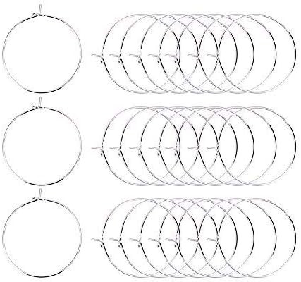 Heirtronic 100 Pieces Silver Plated Wine Glass Charm Rings Earring Open Beading Hoop Party Favor | Amazon (US)