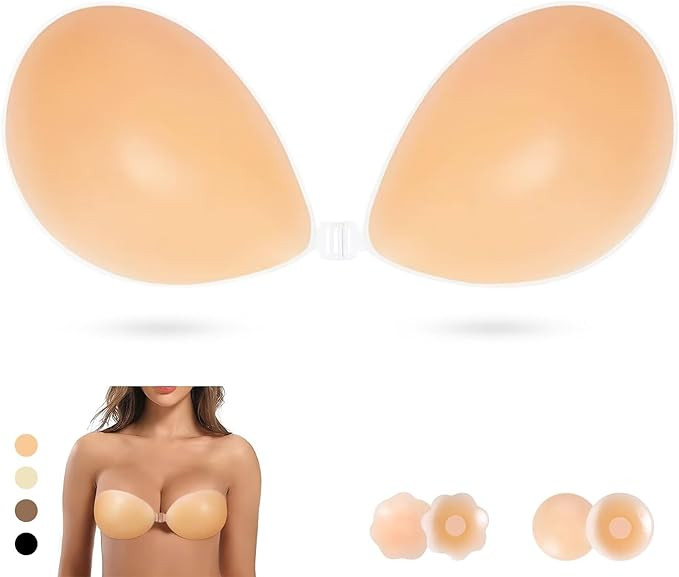 Sticky Strapless Bra, Invisible Push Up Adhesive Bra,Backless Silicone Bras Washable for Women wi... | Amazon (US)