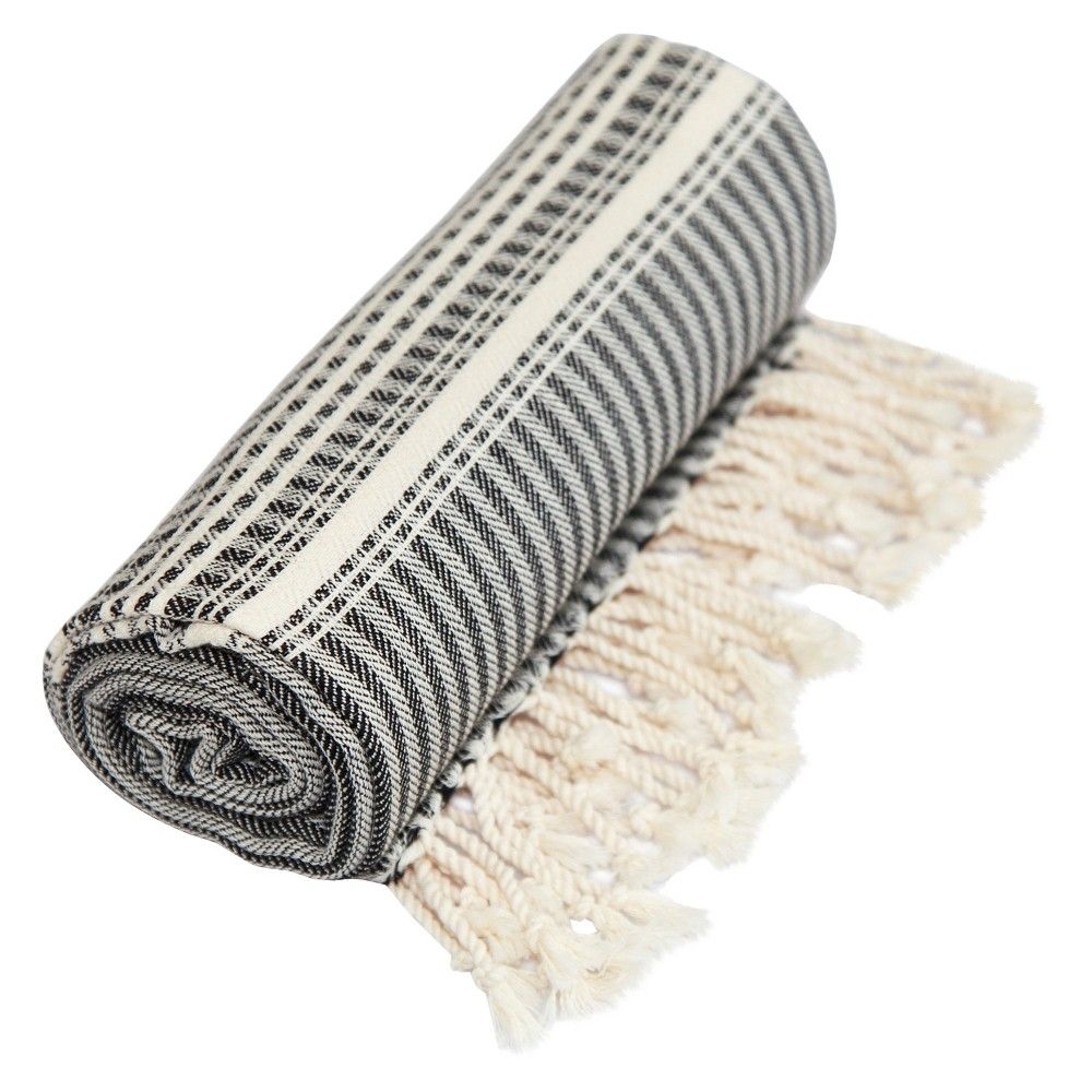 Luxe Herringbone Pestemal Beach Towel Black, Adult Unisex | Target