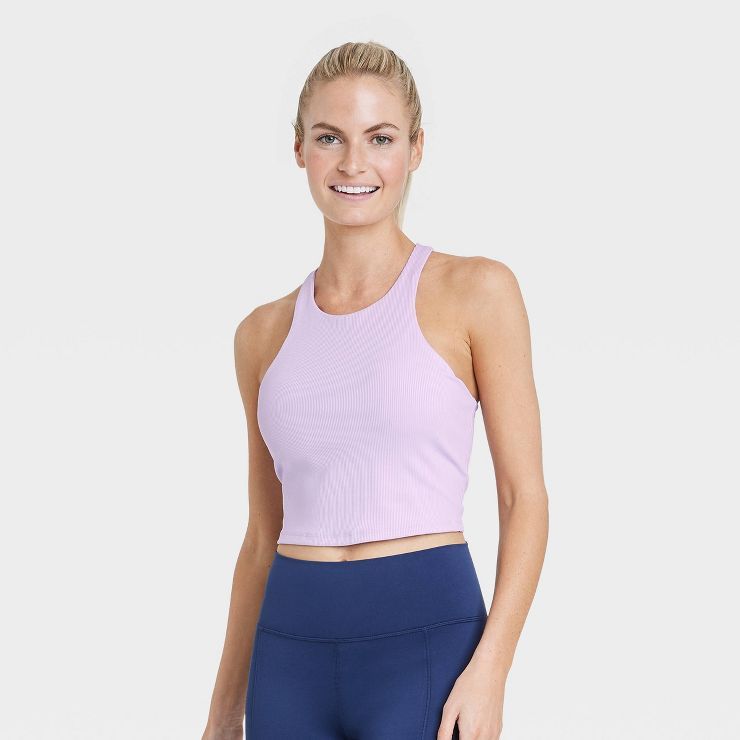 Women's Light Support Ribbed Flex Cropped Sports Bra - All in Motion™ | Target