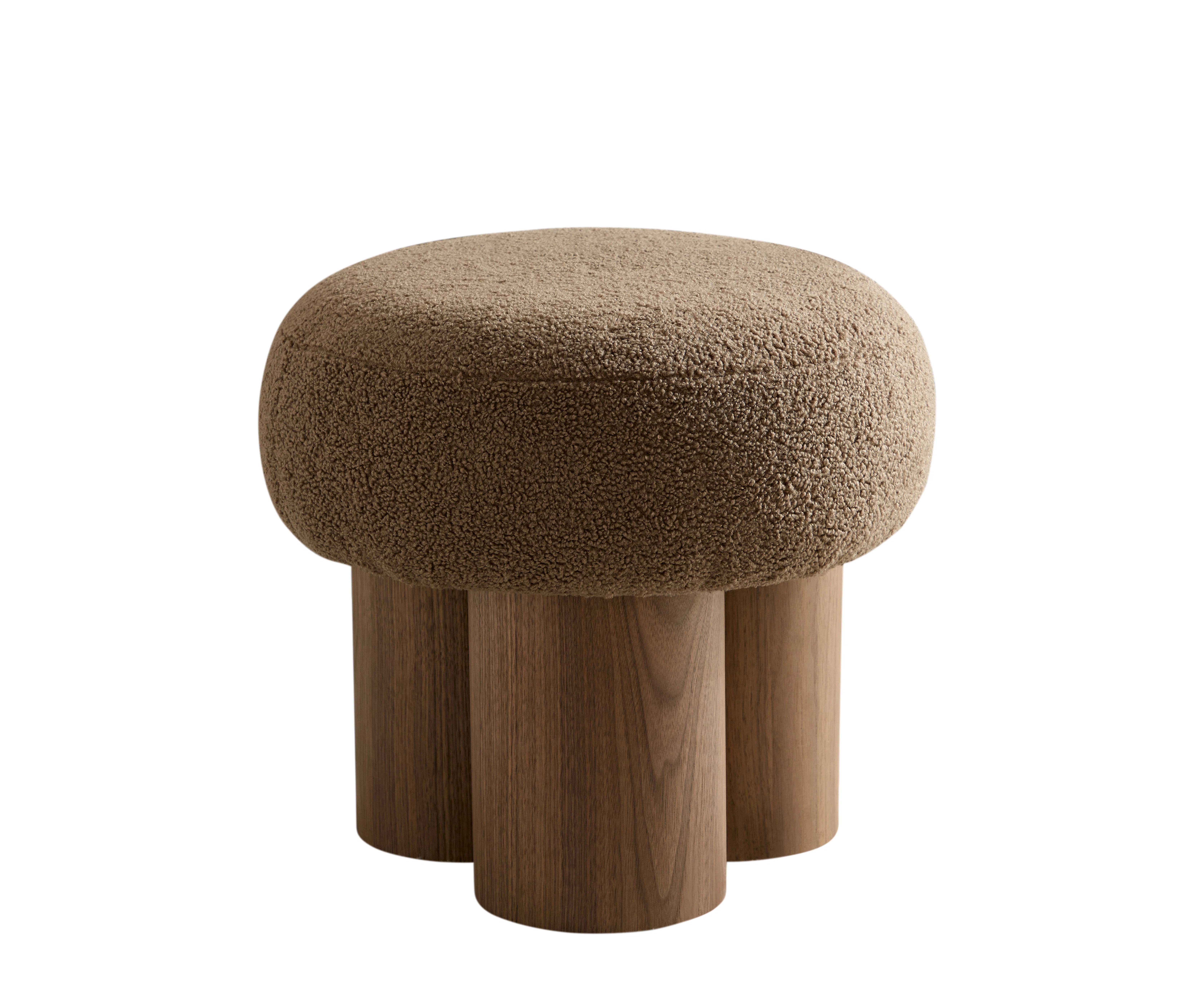 Ivy Bronx Small Round Foot Stool, Teddy Fabric Footrest Ottoman Stool With Non-Skid Legs, Modern ... | Wayfair North America