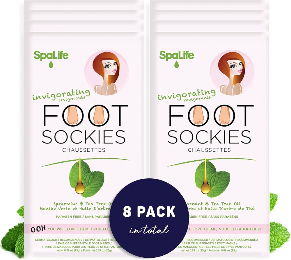 SpaLife Softening Care Foot Sockies (8-Pack) - Spearmint & Tea Tree Oil, Exfoliating Pack for Hea... | Amazon (US)