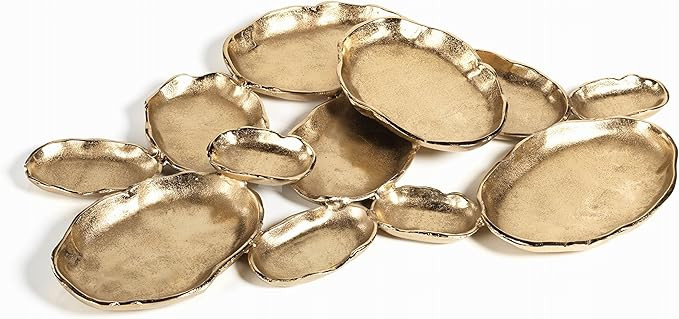 Zodax Cluster of 12 Oval Serving Bowls Gold Tone Nickel Base 25" x 16" x 2" | Amazon (US)