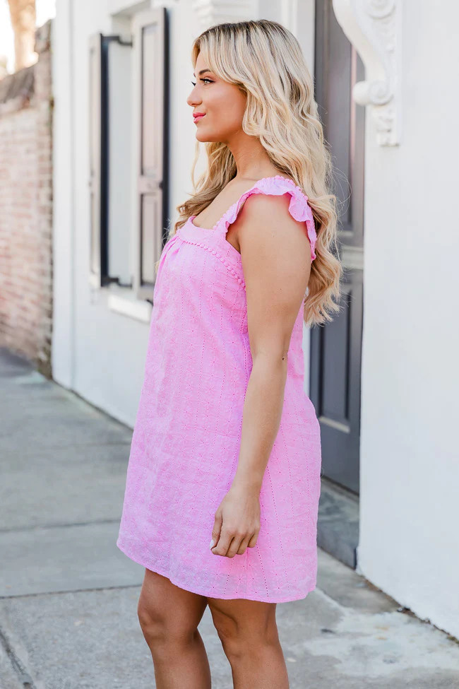 Always On My Mind Pink Eyelet Mini Dress | Pink Lily