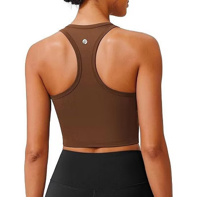 Pinspark Sports Bra Longline Racerback Tank Tops for Women Padded Workout Yoga Top-Brown-xs | Target