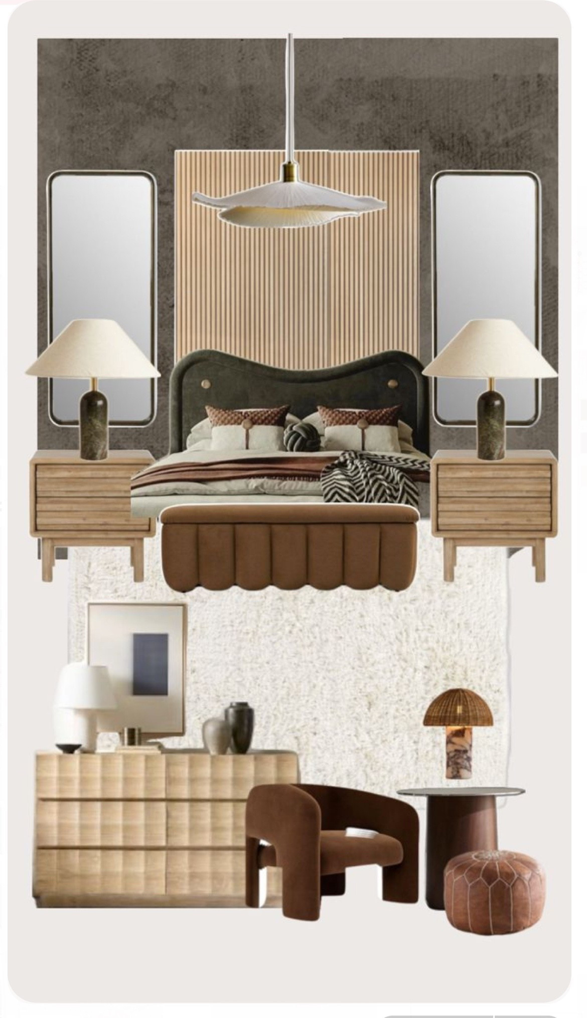 Moody Master Bedroom 

This moody, rich, velvety master bedroom is all the 2026 design trends we’re looking for! This year’s key design trend is “layered living” —- design with creation, purpose and intention. Layering rich, velvety textures with statement, artisan furniture pieces is exactly what we’re doing here; from statement stone table lamps to wood slat wall features and scalloped edges; this room has it all. 

Shop the look here and follow DesignHer for more design inspo

#LTKcanada #LTKhome #LTKsale