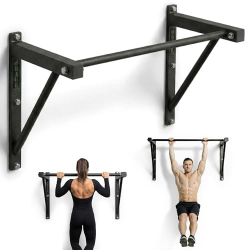 Rage Fitness Heavy-Duty Wall Mounted Pull Up Bar - 500 lbs Weight Capacity | Maintain Upper Body Strength & Core Stability | Space Efficient Steel Chin Up Black Bar for Home & Gym Versatile Workouts | Amazon (US)