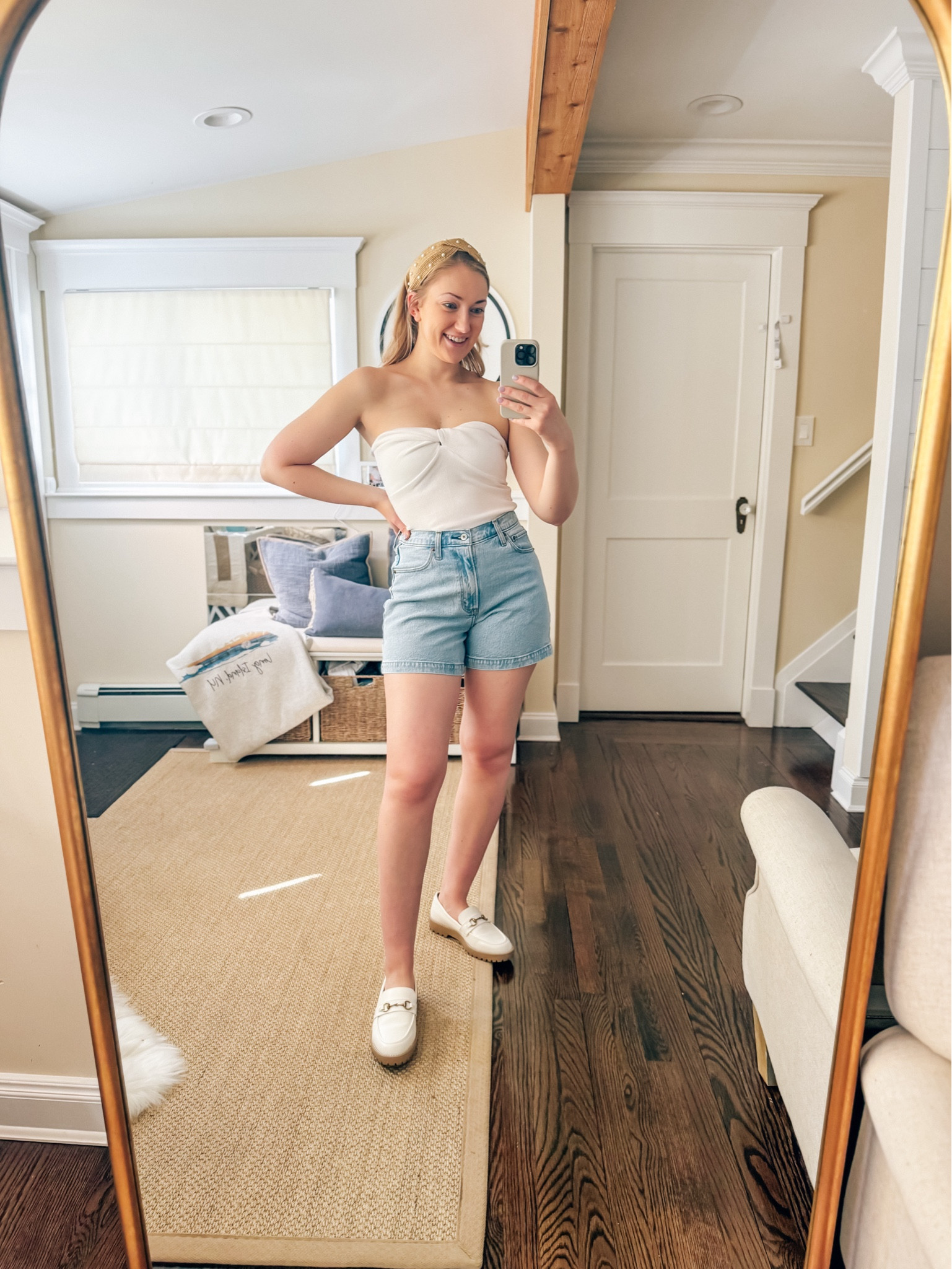 Loving these denim dad shorts from Abercrombie for summer! I love it paired with this tube top from Abercrombie that can be great with shorts for summer or paired with denim jeans as well for the perfect traditional spring outfit. If you’re looking for the perfect summer accessory, this pearl headband from target is perfect! Pair it with some summer sandals or white mules. 

Denim shorts, Abercrombie denim shorts, summer outfits, summer accessories, summer sandals 

#LTKFindsUnder50 #LTKSeasonal #LTKShoeCrush
