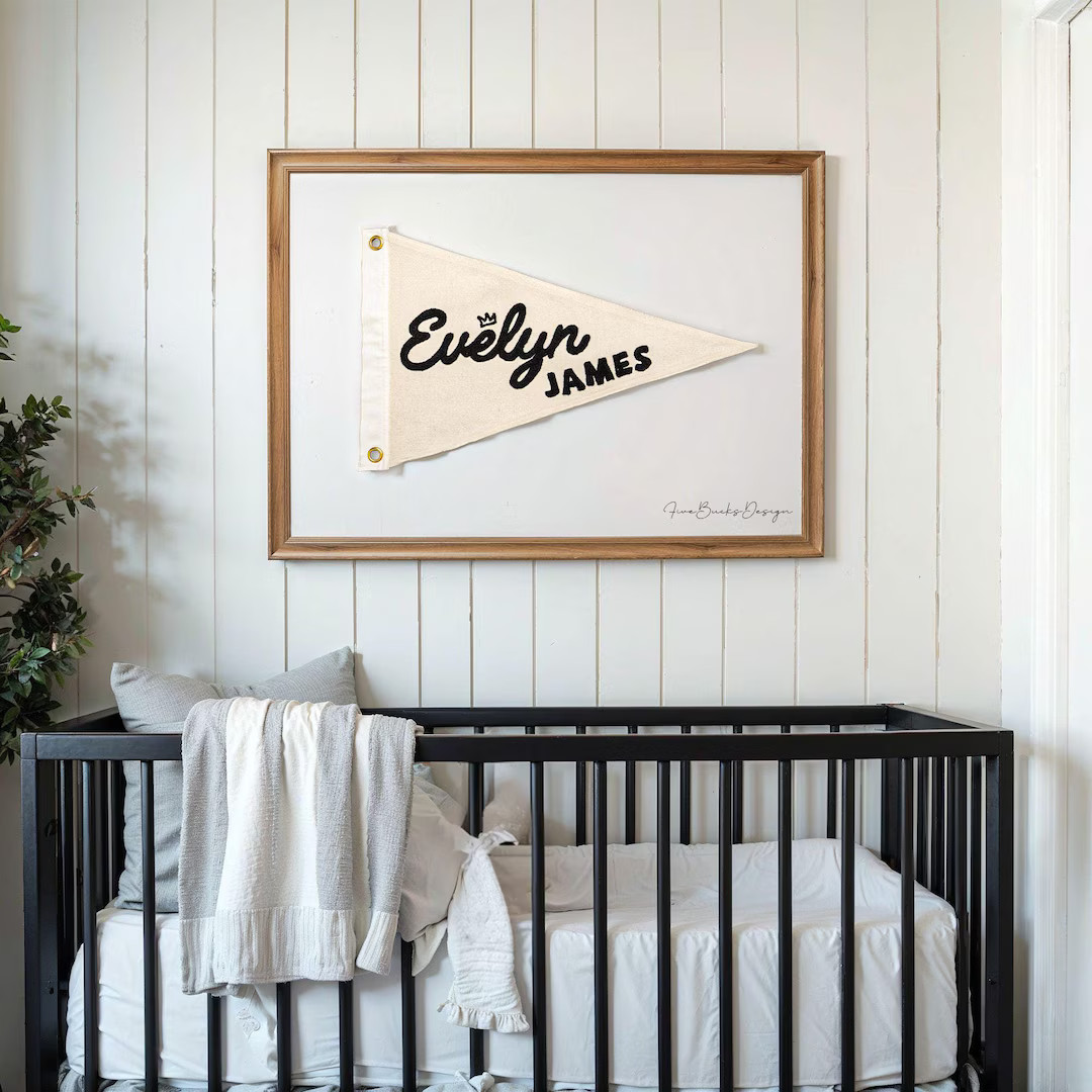 Baby Name Flag | Canvas Pennant Flag | Nursery Decor Name Sign | Custom Name Banner | Boho Nurser... | Etsy (US)
