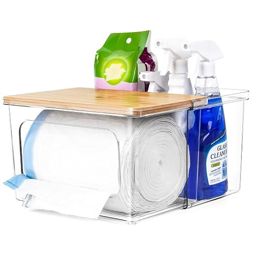iCASA 2 in 1 Trash Bag Holder Garbage Bags Dispenser Under Sink Organizer | Stackable Trash Bag O... | Amazon (US)