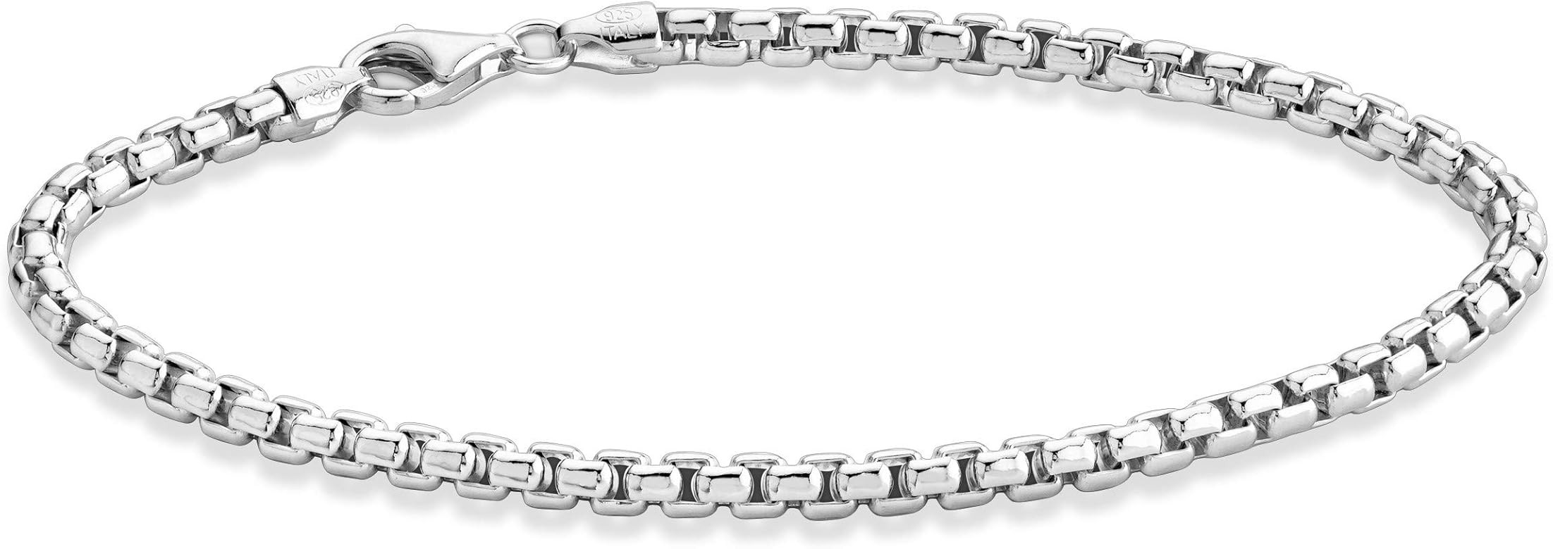 Miabella Solid 925 Sterling Silver Italian 3.5mm Square Rolo Link Round Box Chain Bracelet for Wo... | Amazon (US)