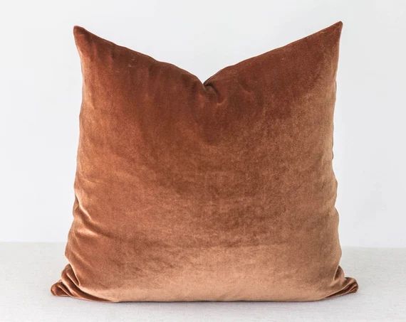Rust Velvet Pillow, Fall Velvet Pillow, 20x20 pillow cover, 18x18, 16x16, lumbar, Orange Velvet P... | Etsy (US)