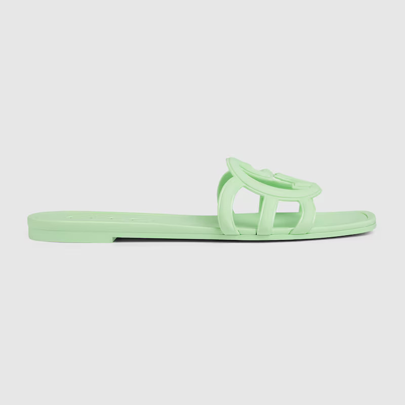 GUCCI Women's Interlocking G Slide Sandal, Green, Rubber | Gucci (US)