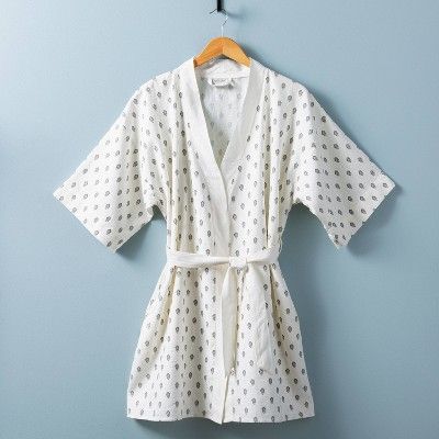 Women's Floral Print Robe White/Gray - Hearth & Hand™ with Magnolia | Target