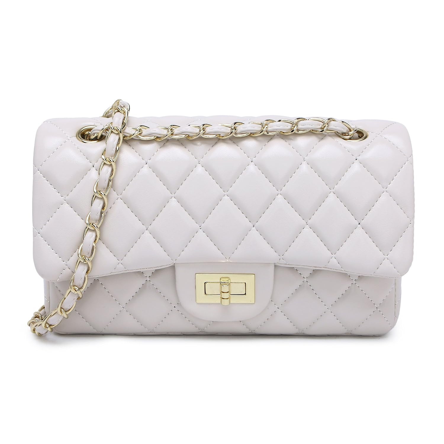 Women's Chain Quilted PU Leather Shoulder Bag | Amazon (US)