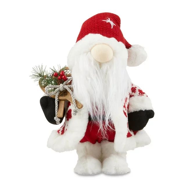 Red and White Polyester Santa Gnome Decoration, 16 in, by Holiday Time - Walmart.com | Walmart (US)