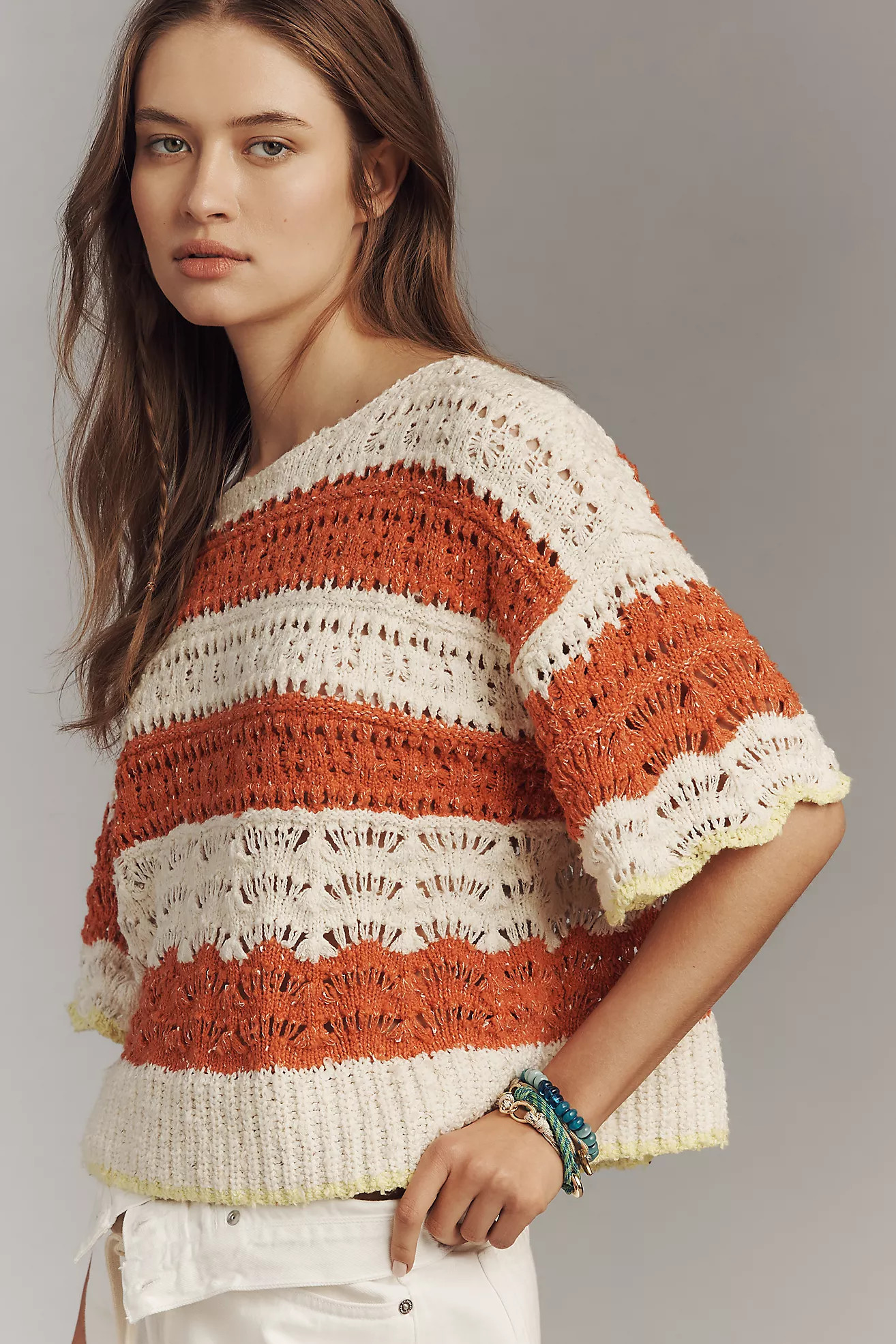 Pilcro Open-Stitch Pullover Sweater | Anthropologie (US)