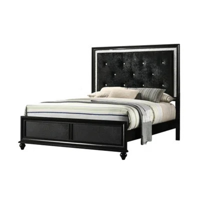 Elegant Queen Size Bed With Headboard Border And Solid Wood Construction Black Diamond Veneer | Wayfair North America