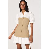 ASTR the Label | Joseline Mixed Media Faux Layered Mini Dress in White tan | Size XL | ASTR The Label (US)