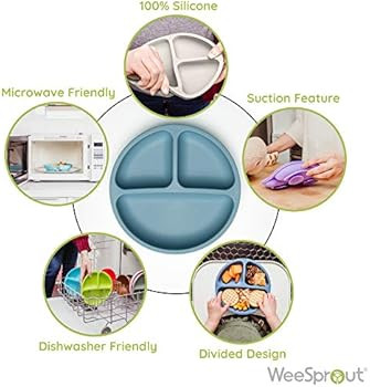 Amazon.com: WeeSprout Suction Plates for Babies & Toddlers | 100% Silicone | Plates Stay Put with... | Amazon (US)