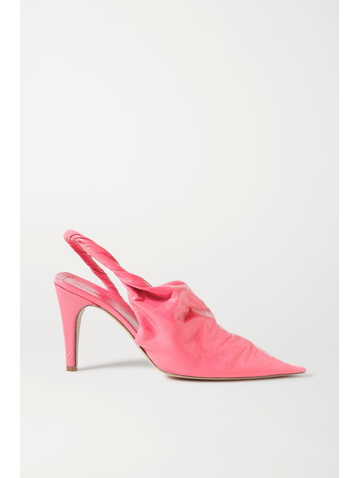 Bottega Veneta - Crinkled Glossed-leather Slingback Pumps - Pink | NET-A-PORTER (US)