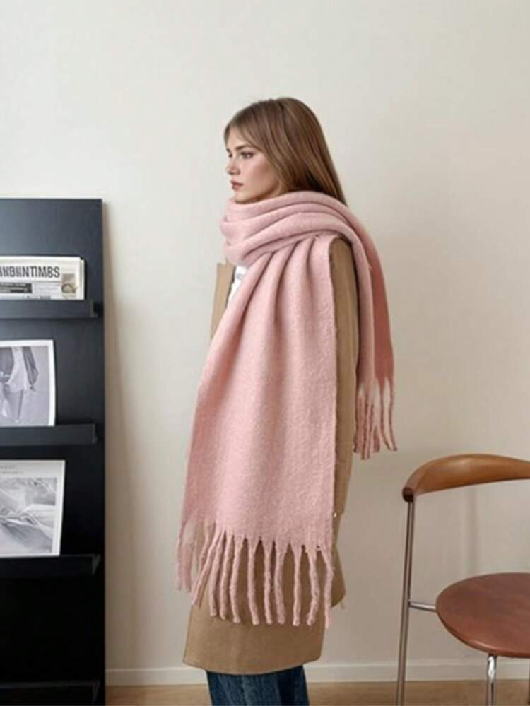 Women's Winter Scarfs, Mohair Vintage Scarf For Women And Men, Large Chunky Scarf Cashmere Feel Blanket Wrap | SHEIN