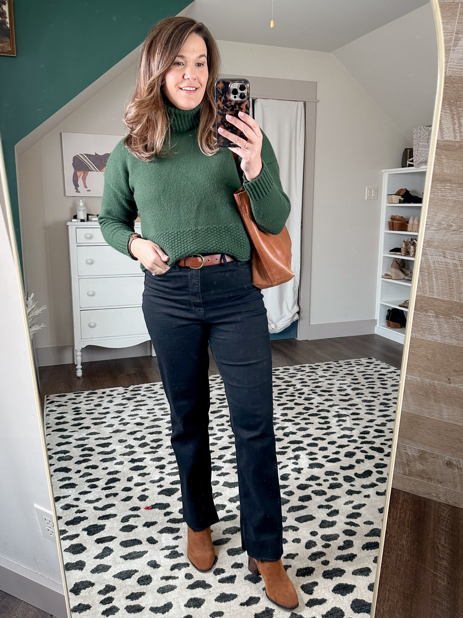 I’ve been really loving the combination of black jeans with brown accessories this year. Everything I have on is old but I’ll link some similar items. 


Winter outfit idea, black jeans, green sweater, green turtleneck, winter style inspo, winter outfit idea, what to wear in January, how to style black jeans, favorite jeans, favorite black jeans, brown boots, brown suede boots, brown accessories, madewell bag

#LTKover40 #LTKstyletip #LTKmidsize