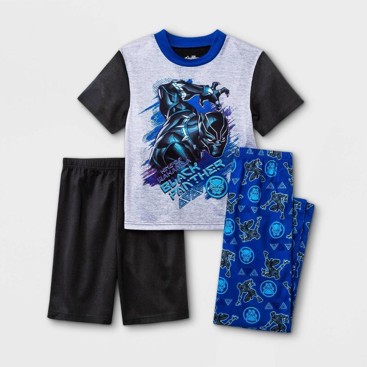 Boys' Marvel Black Panther 3pc Pajama Set - Black | Target